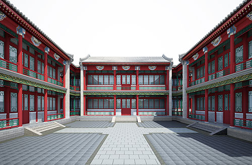 辽源北京四合院设计古建筑鸟瞰图展示